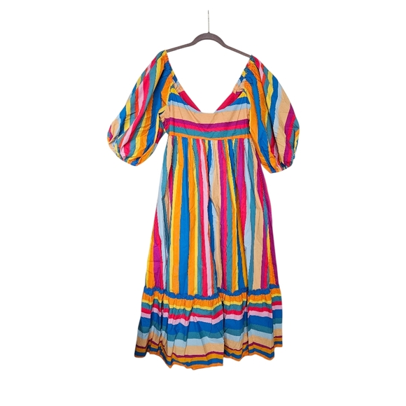 Farm Rio Rainbow Stripe Midi Dress - Picture 6 of 9